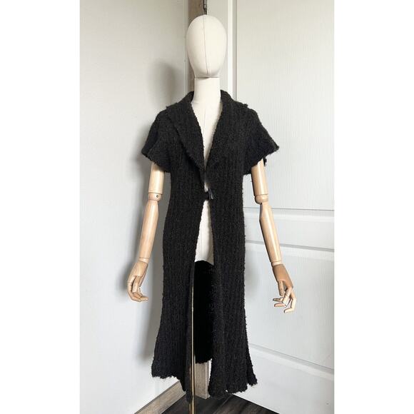 Tabask Handmade Peruvian Alpaca Wool Blend Knit Brown Long Cardigan Sweater Sz S - Picture 2 of 16